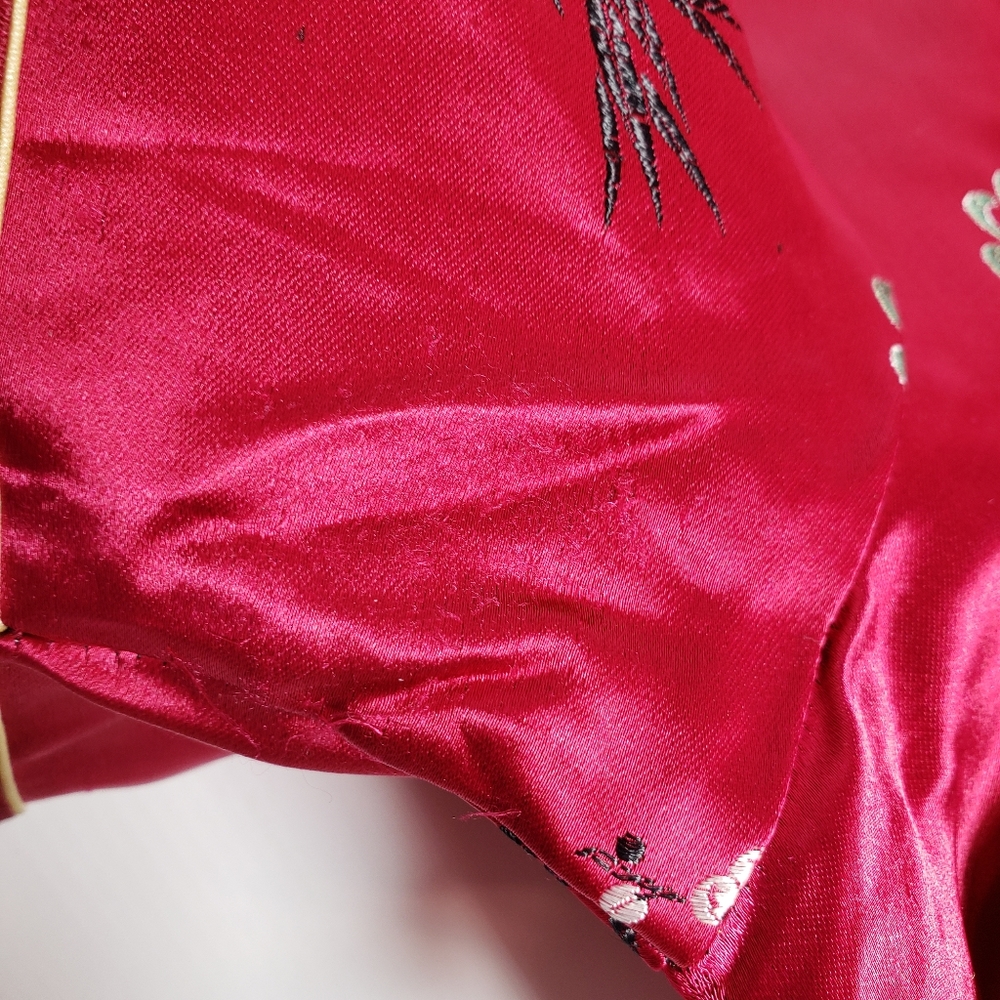 Red Silk dress fitted kimono side slits 38 large - Picture 6 of 8